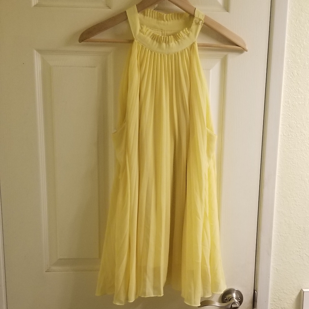 Yellow Pleated JONATHAN MARTIN Sleeveless Dress
